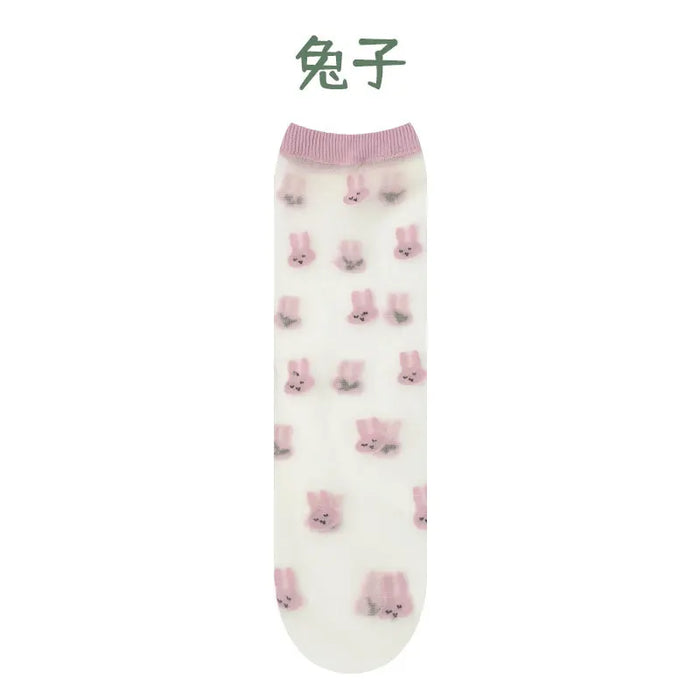 Children summer ultra-thin Transparent love crystal socks