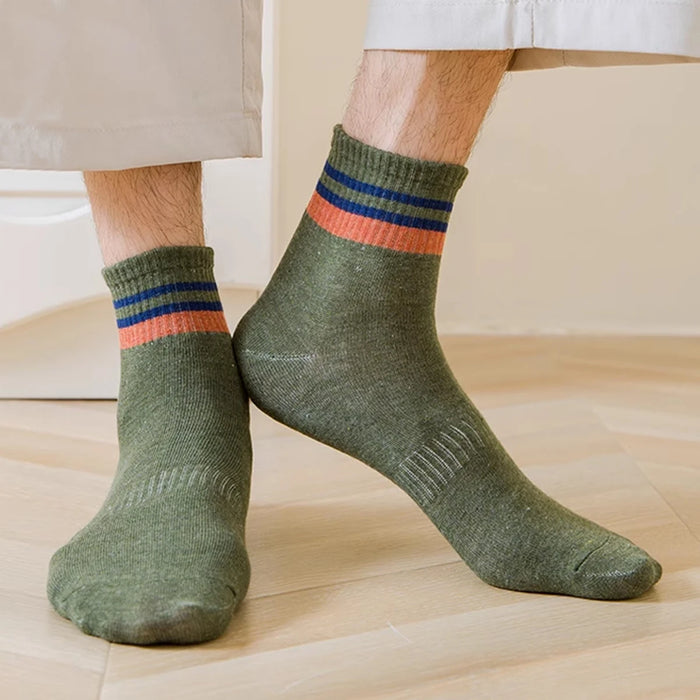 10 Pairs Men's Mid-Crew Socks, Striped