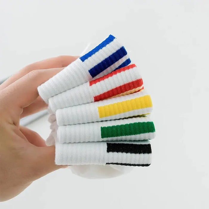5 Pairs of White Cotton Socks for Men/women,  Trendy Boat Socks