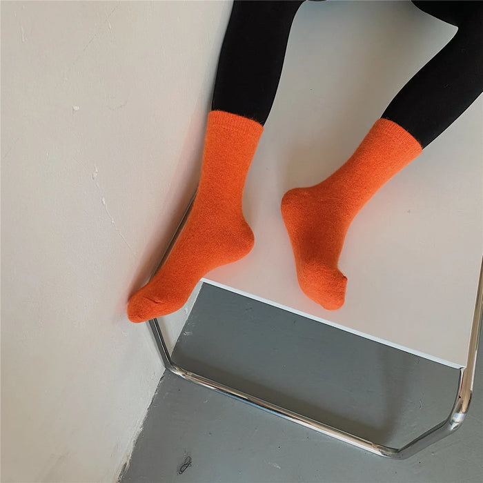 Rabbits Hair Women's Socks Solid Thermal Cashmere