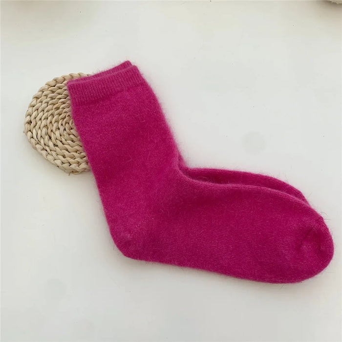 Rabbits Hair Women's Socks Solid Thermal Cashmere
