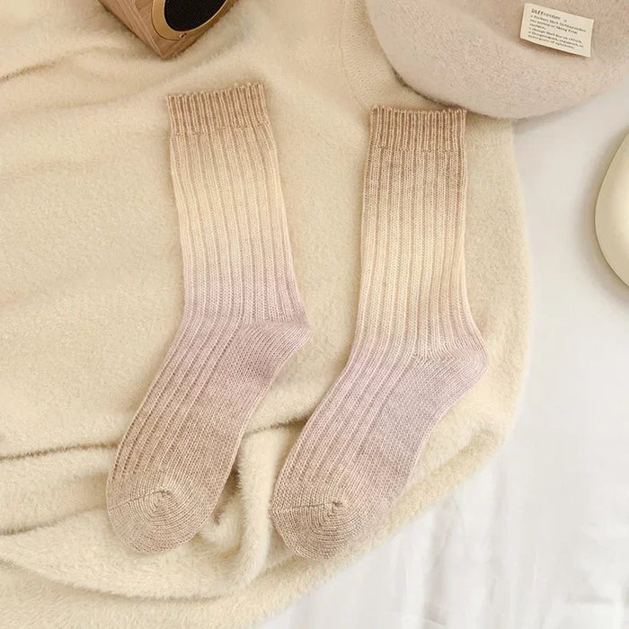 Winter Thick Warm Long Socks Gradient Wool Cashmere Socks