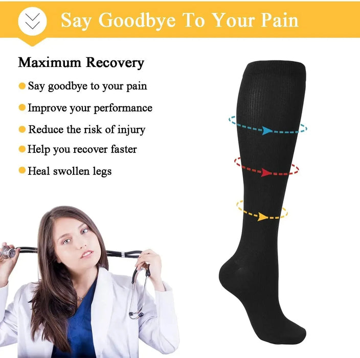 1 Pair Soild Color Compression Stockings