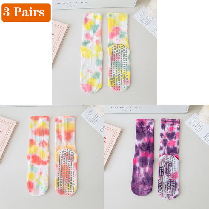 3 Pairs Non-Slip Yoga Socks for Women Colorful Gradient