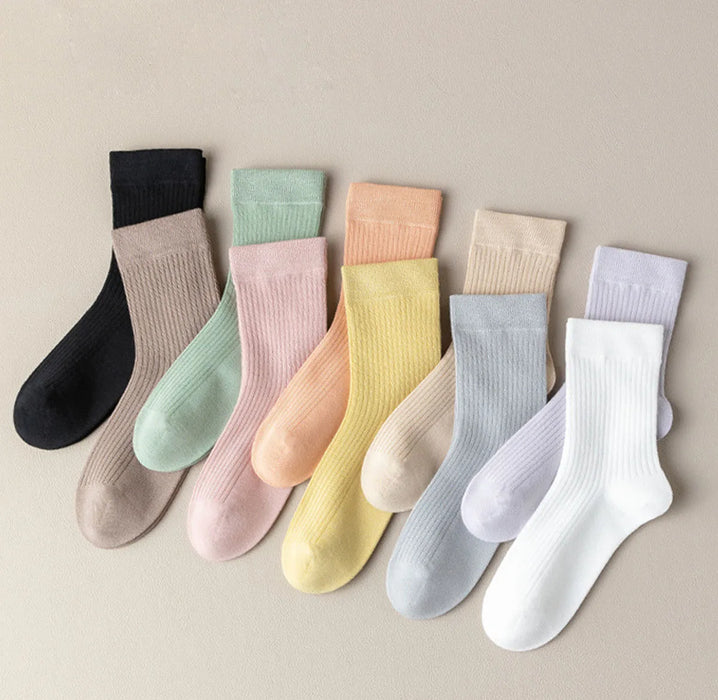 5-pairs-100-cotton-womens-socks-soft-casual-solid-color-middle-tube-socks-women-new-spring-high-quality-socks