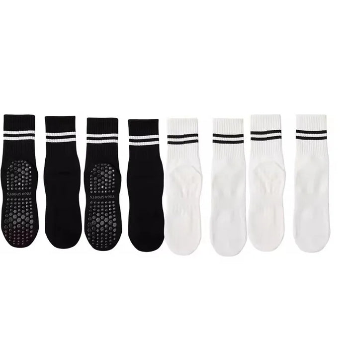 4 pairs Yoga / Pilates solid mid tube socks