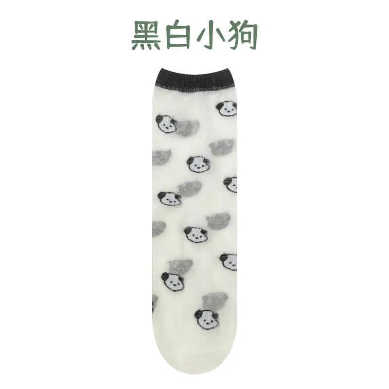 Children summer ultra-thin Transparent love crystal socks