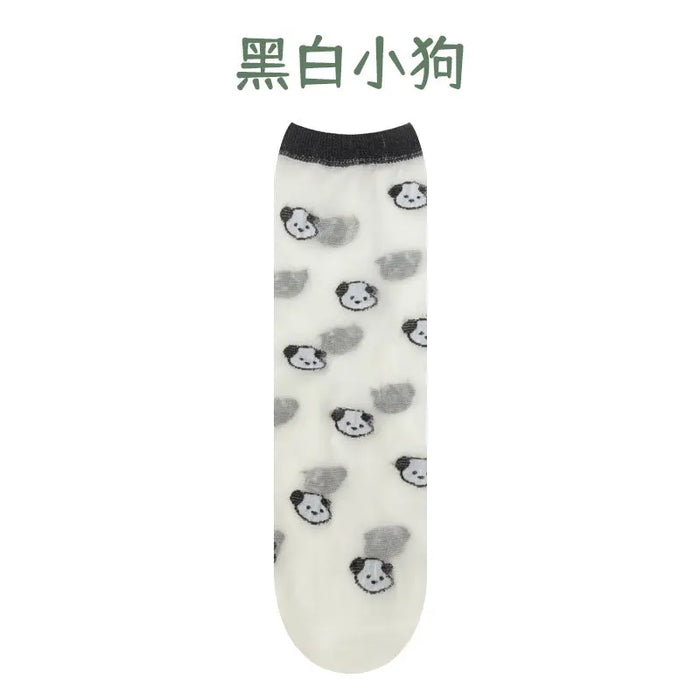Children summer ultra-thin Transparent love crystal socks
