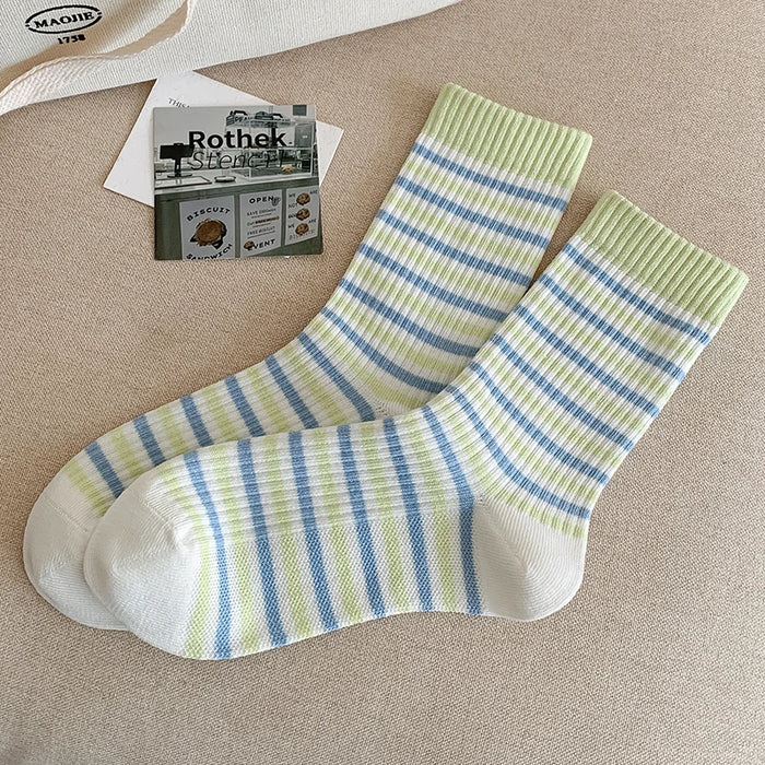 Mixed-color Daily Elastic Crew Socks Comfortable
