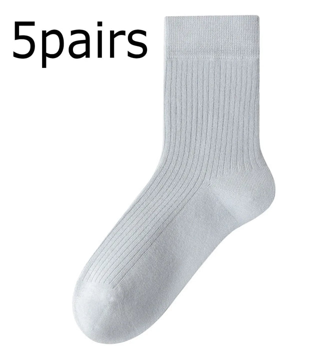 5-pairs-100-cotton-womens-socks-soft-casual-solid-color-middle-tube-socks-women-new-spring-high-quality-socks