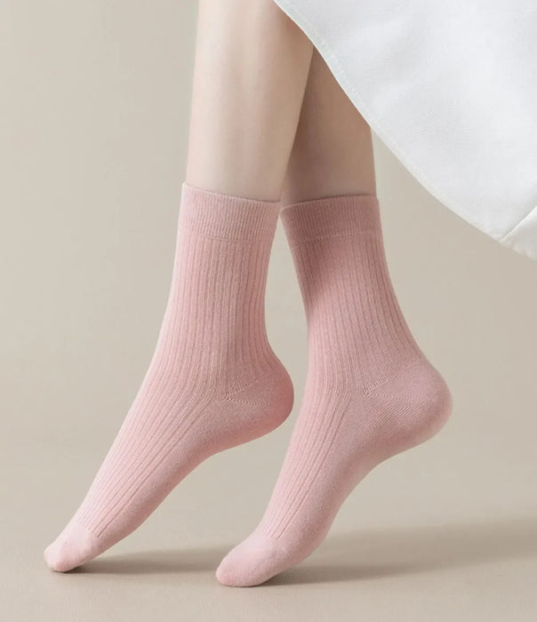 5-pairs-100-cotton-womens-socks-soft-casual-solid-color-middle-tube-socks-women-new-spring-high-quality-socks