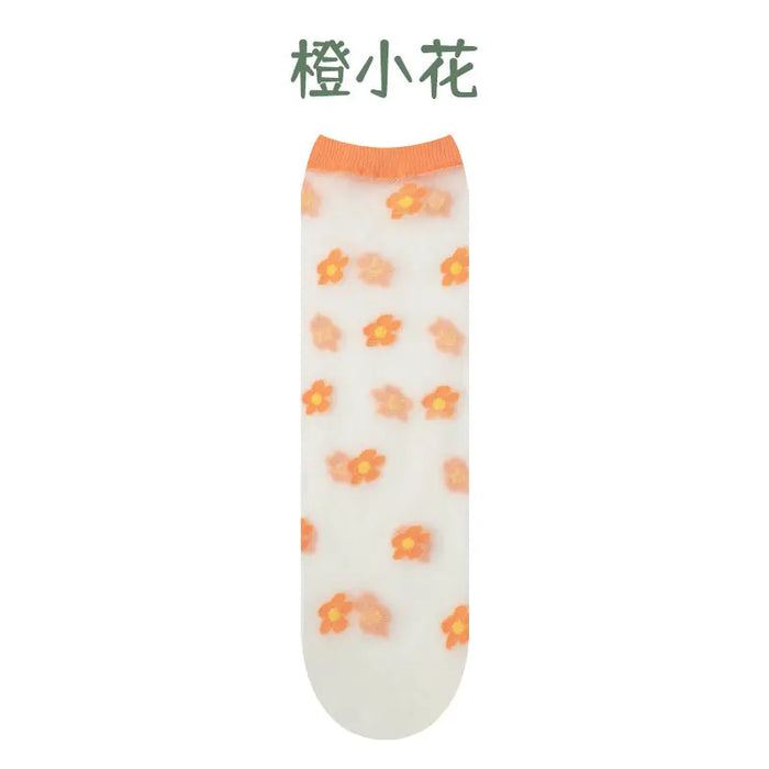Children summer ultra-thin Transparent love crystal socks