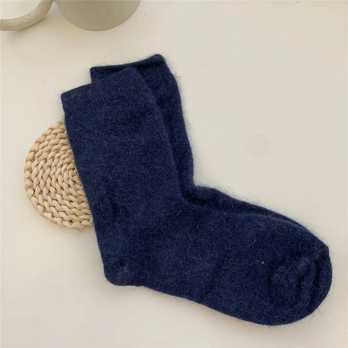 Rabbits Hair Women's Socks Solid Thermal Cashmere