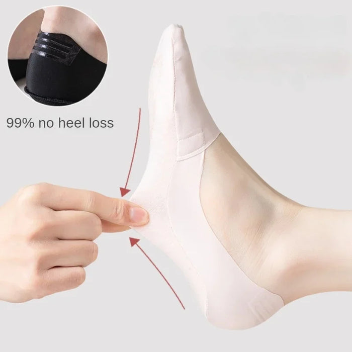 Summer Nylon Ice Silk Boat Socks Low Cut Ankle Silicone Non-slip Invisible
