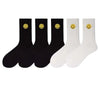 solid-color-medium-tube-socks-for-womens-fresh-smiling-face-pattern-simple-style-comfortable-breathable-girl-socks