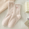 thickened-middle-tube-socks-mink-fur-pink-embroidered-heart-shaped-women-autumn-winter-warm-sleep-home-solid-color-plush-sock