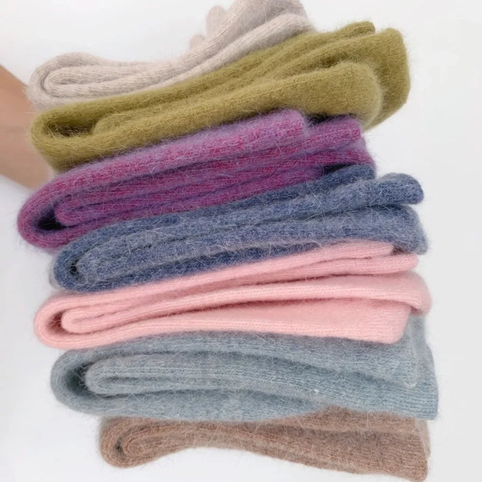 Rabbits Hair Women's Socks Solid Thermal Cashmere