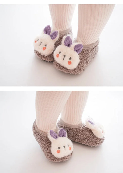 Cartoon Rabbit Baby Floor Socks Kids Plush Slippers