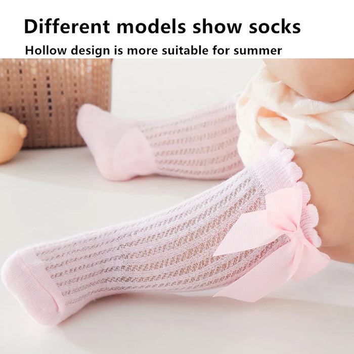 3Pairs/Lot Summer Baby Girls Bow Summer Socks