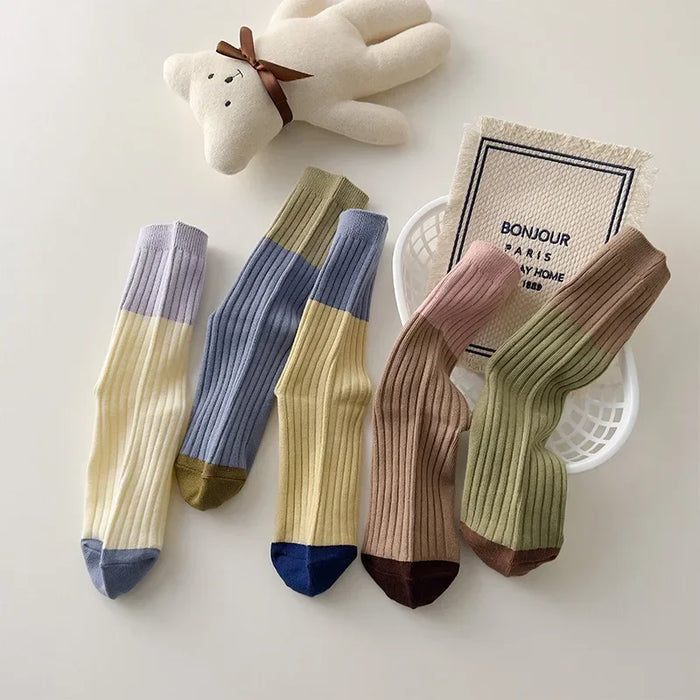 High Quality Cotton Knitting Women Socks Multicolor Striped