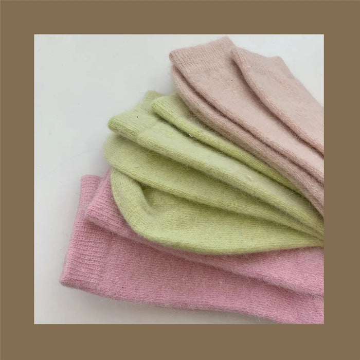 Rabbits Hair Women's Socks Solid Thermal Cashmere