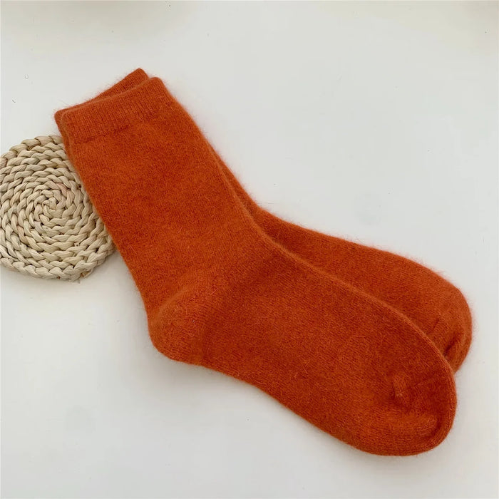 Rabbits Hair Women's Socks Solid Thermal Cashmere