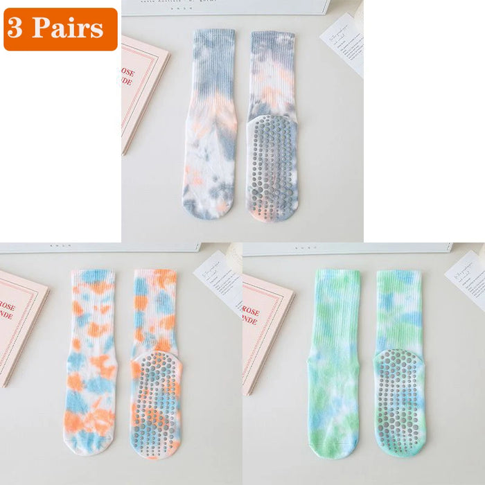3 Pairs Non-Slip Yoga Socks for Women Colorful Gradient