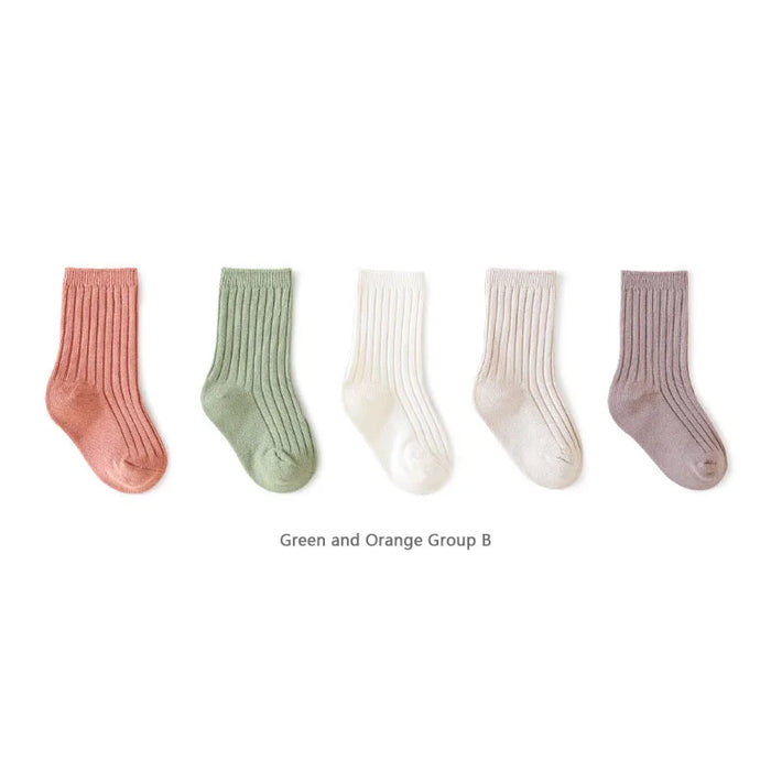 5-pairs-lot-baby-socks-breathable-loose-south-korea-style-solid-color-kids-socks-middle-tube-cotton-socks-set-for-children