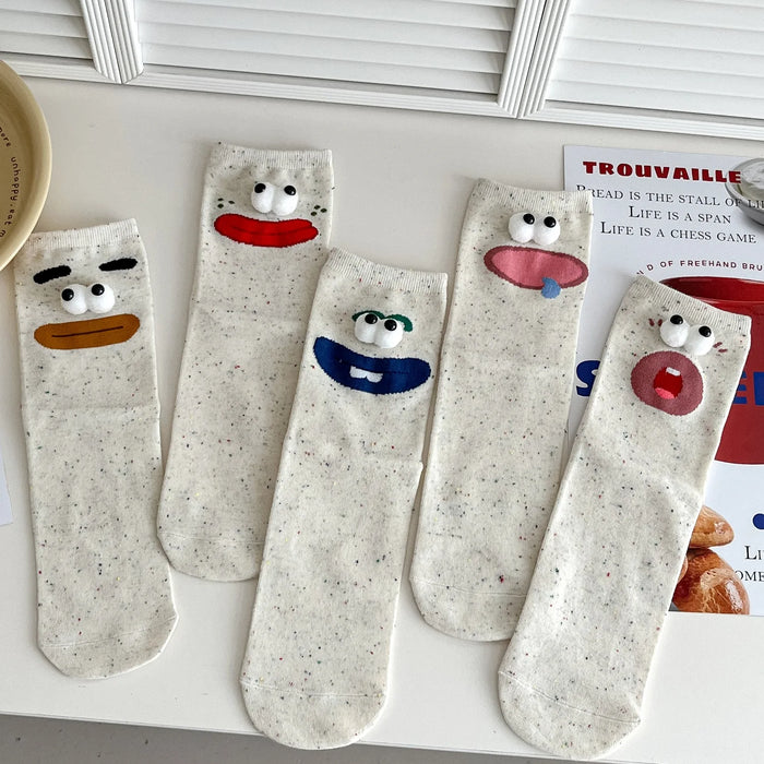 Funny Expression Women's Socks  Cartoon Big Eyes Socks