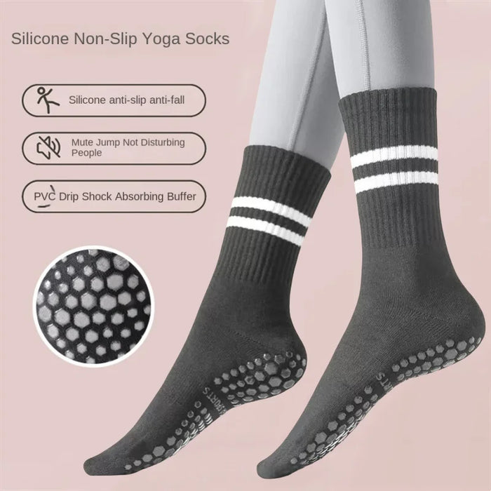 women-anti-skid-yoga-socks-grips-cotton-mid-tube-bottom-breathable-fitness-dance-barre-workout-pilates-socks-7-colors
