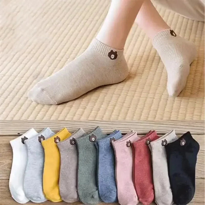 10 Pairs  Cute Bear Pattern Fashion Style Comfortable Socks