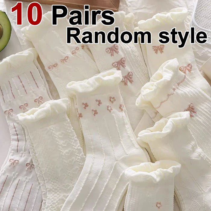 5/10 Pairs Women Lolita Style Mid Tube Socks