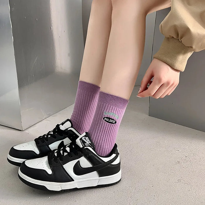 Embroidery Fashion Sports Women Socks Ins Designer