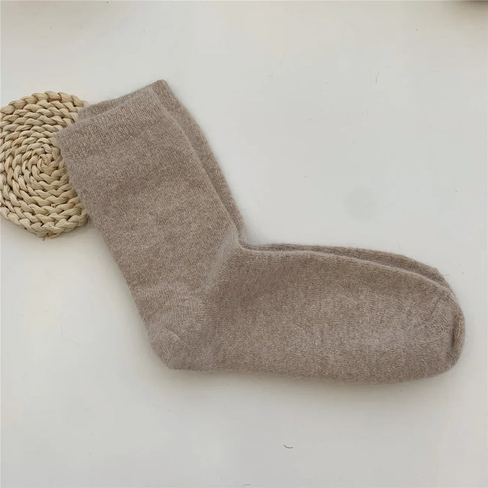 Rabbits Hair Women's Socks Solid Thermal Cashmere