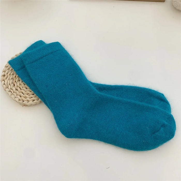 Rabbits Hair Women's Socks Solid Thermal Cashmere