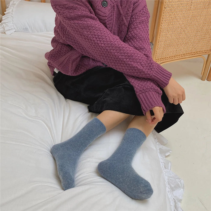 Rabbits Hair Women's Socks Solid Thermal Cashmere