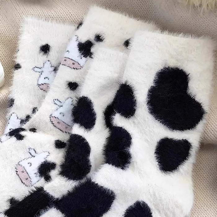 Cartoon Cute Cow Mink Velvet Socks