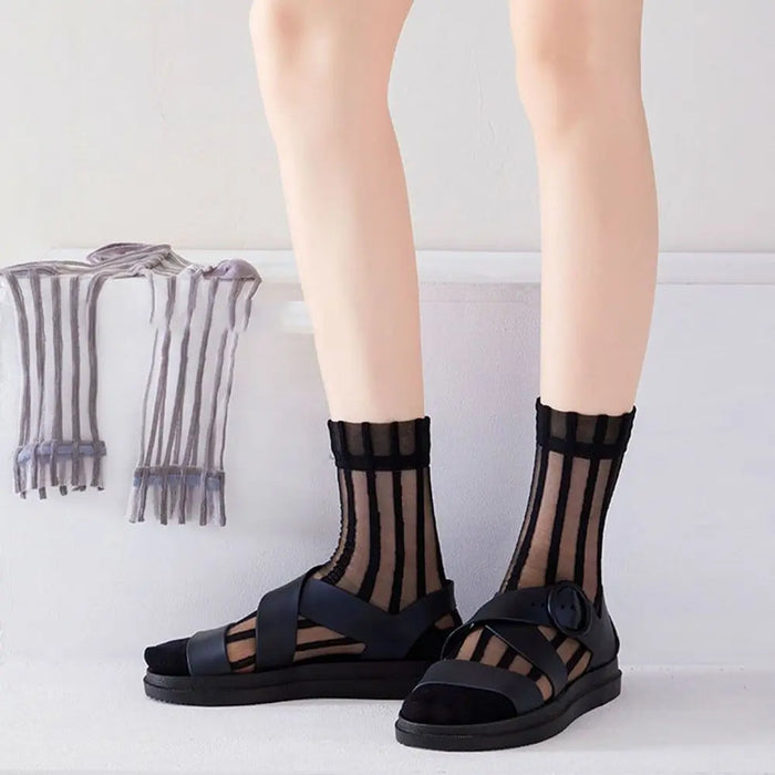 ultra-thin-cute-mesh-summer-transparent-for-women-glass-silk-socks-female-hosiery-striped-socks-middle-tube-socks