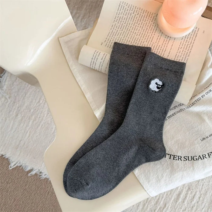 4Pairs/ Lovely Cartoon Sheep Print School Girls Socks