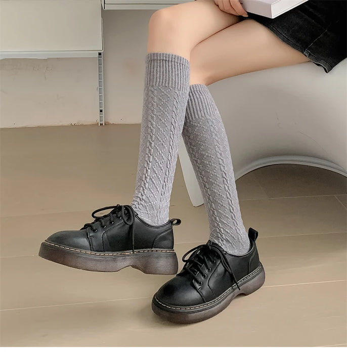 Retro Women Stockings High Quality Japanese Style Knee High Socks