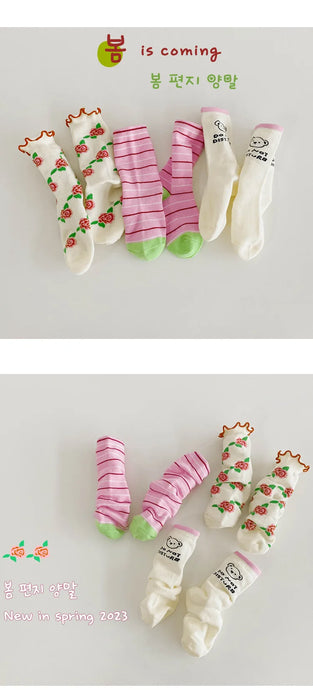 3paris Girls Fancy Lace Flower Pattern Socks