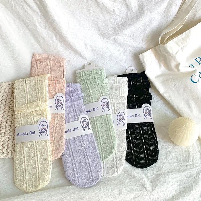 Summer Thin Hollow Breathable Loose Long Socks
