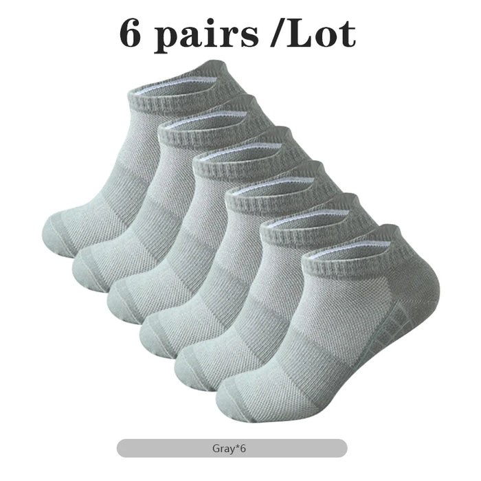 6 Pairs/Lot Men Running Socks Mesh Breathable Thin Sports Socks