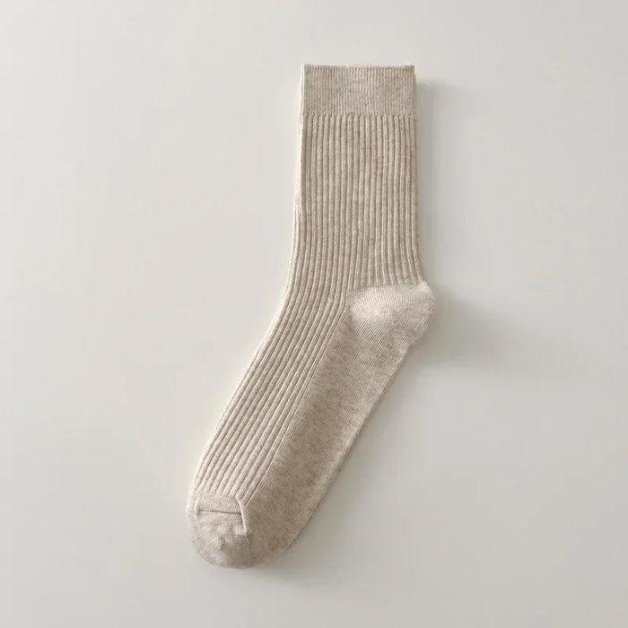 Mens Breathable Elastic Cotton Long Socks Solid Color