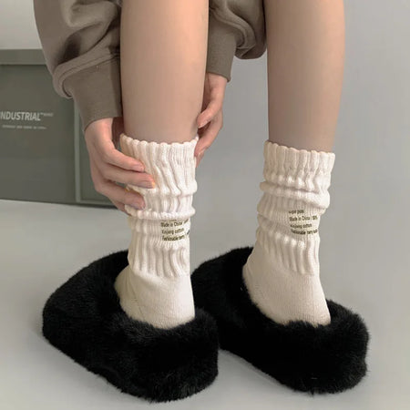 Letter Print Middle Tube Socks