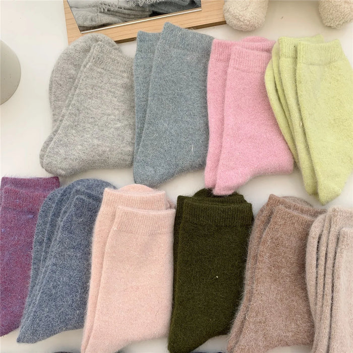 Rabbits Hair Women's Socks Solid Thermal Cashmere
