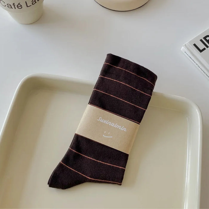 College Style Striped  Crew Socks Women Casual Fashion
