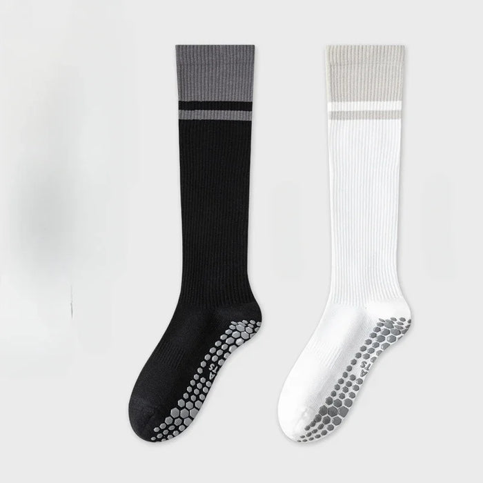2-pairs-grip-pilates-socks-women-non-slip-yoga-fitness-calf-compression-socks-high-quality-cotton-running-sports-socks-ladies