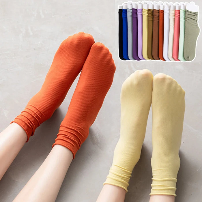 Ice Loose Calf Tube Sock Colorful Knee Nylon Socks