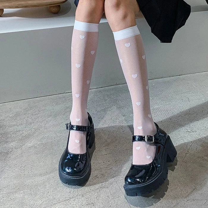 korean-jk-school-black-white-socks-for-women-sexy-girls-heart-print-socks-college-style-fishnet-stockings-knee-high-stockings
